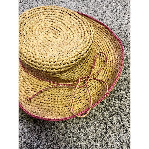 Scala Women’s Natural Fibers Straw Hat Natural/Pink Summer Casual Sun Protection - Picture 2 of 8